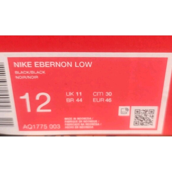 Nike Ebernon Low Triple Black AQ1775-003 Men\'s Size 12 Leather Sneakers main image 4